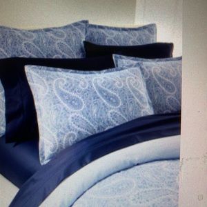 Lauren Ralph Lauren Bantry Paisley Flannel King Duvet 3 piece Set Blue NIP